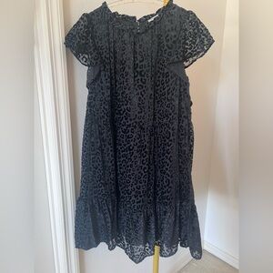 LOFT Black Velvet Animal Print Sleeveless Women’s Cocktail LBD Dress Small EUC